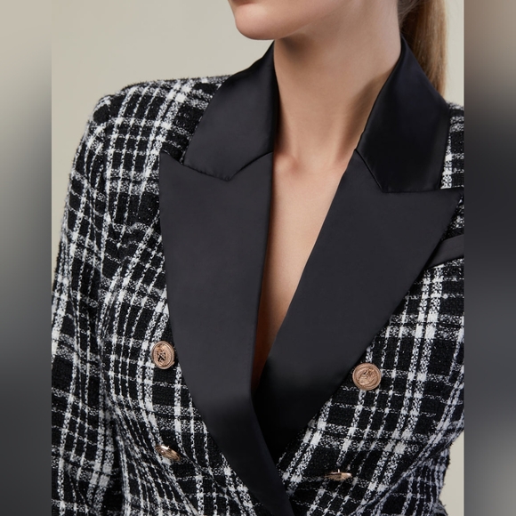 RACHEL PARCELL $178 DOUBLE BREASTED SATIM LAPEL BLAZER - Picture 5 of 6